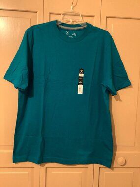 Men's Xersion Xtreme Dark Teal 100% Cotton Quick Dri T-Shirt. Size Large.